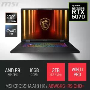ⓒ MSI 크로스헤어 A18 HX A8WGKG-R9 QHD+ 16GB 2TB WIN11 / 18인치 편집 고성능 게임 AI 노트북