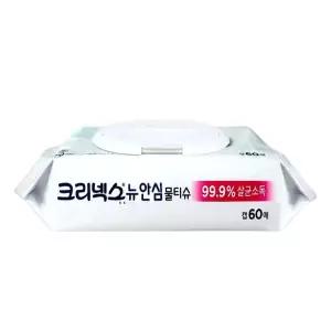크리넥스 안심물티슈 항균 캡형60매 1개 손소독티슈