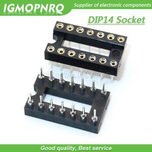 10pcs DIP-14 둥근 구멍 14 핀 2.54MM DIP IC 소켓 어댑터 솔더 유형 14PIN 커넥터 IGMOPNRQ