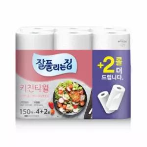 미래 잘풀리는집 키친타올 150매 4+2 / 6개입 / 151134