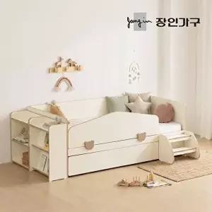 [장인가구](무료) 로빈 데이베드 슬라이드 2단침대 프레임SS+가드+선반2+스텝스툴+낮은본넬+7존포켓
