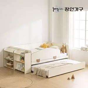 [장인가구](무료) 로빈 데이베드 슬라이드 2단침대 프레임SS+가드+책장2