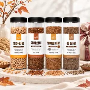 병아리콩 현미 잡곡 곡물4종선물세트 (3.1kg) 엠머밀파로 렌틸콩 가바현미 이색잡곡 국산