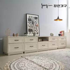 장인가구 셀리아 화이트 대리석패턴 3000 높은 거실장