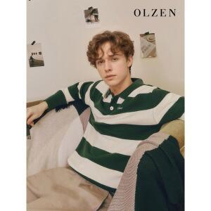 [하프클럽/올젠]럭비 스트라이프 카라 니트 (ZMD1ET1101)