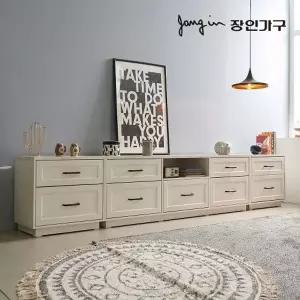 [장인가구]셀리아 화이트 대리석패턴 3000 높은 거실장