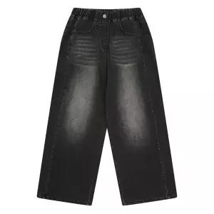 [소이] 여자 가을이월 사이드절개빅와이드블랙진(26S1254)