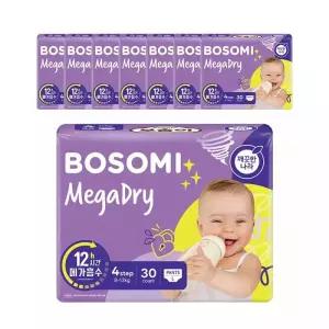 보솜이 NEW 메가드라이 팬티 기저귀, 대형, 30매, 8개