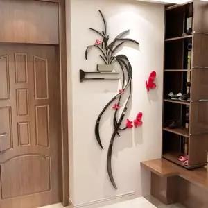 배경 포인트 3D 침식 스티커 거실 카페인 난초 화초 벽장식 아크릴 현관 테리어
