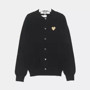 꼼데가르송 옐로우 하트 패치 울 크루넥 공용 가디건 AX N049 051 1