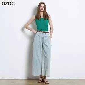 [오조크(OZOC)] 데님 절개 와이드 팬츠 (택가격 142000원)