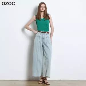 [오조크(OZOC)] 데님 절개 와이드 팬츠 (택가격 142000원)