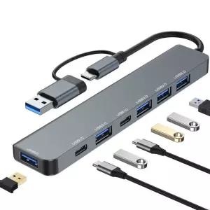 오엠티 7포트 USB 3.0 2.0 멀티 허브 C타입 A타입 무전원 OUH-HB200