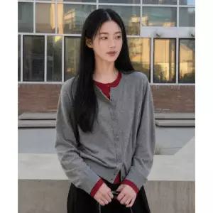 제너럴아이디어 GF1LKC509GR 여성 가디건 울 더블 레이어드 크루넥 [GREY] GF7LKC509 5948165