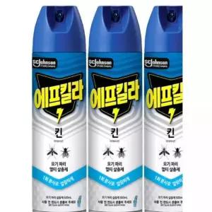 에프킬라 킨 모기약 무향 수성 에어로졸 모기 파리 나방 퇴치 살충제 500ml, 3개