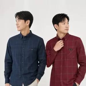 남성 가을간절기 긴팔 체크 레이온 셔츠 2종택1