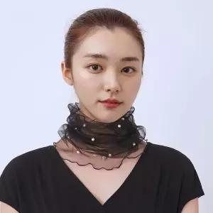 진주 망사 넥워머 목주름 가리개 스카프