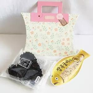 플로랜스 반달 상자 꽃무늬 핑크 손잡이 민트 네이비 생일 답례품