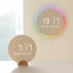 무아스 풀문 오로라 360 LED 온습도 벽시계 인테리어 벽걸이시계