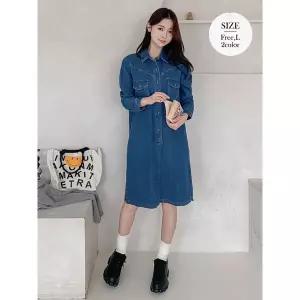 [하젤]브리나 데님 절개 미디 청원피스 F5057_P436015509