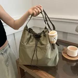 미니멀 바스락 복조리백+라떼키링세트