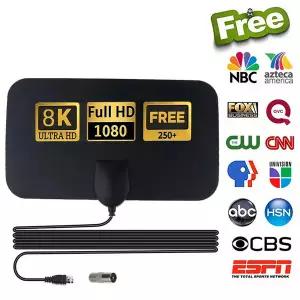 tv안테나 수신기 4K TV 안테나 1080P DVB-T2 부스터 HD 글로벌 디지털 RV 야외 50 마일 자동차 실내 FM 라