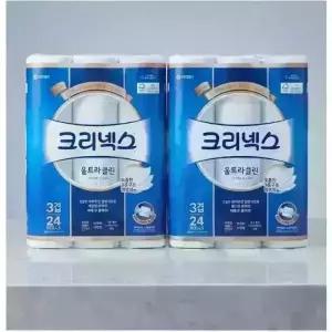 크리넥스 3겹 울트라클린 25M 24롤 2팩 화장지 휴지 두루마리 [수}