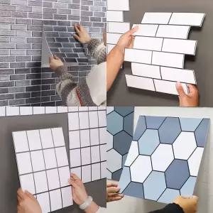 접착식3D 벽타일 스티커 DIY 입체스티커 4타입 주방벽 오염방지타일
