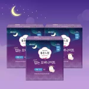좋은느낌 입는 오버나이트 8매 X 3팩 / 입는생리대