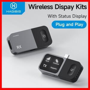 하기비스 무선 USB C 송수신기 키트 HDMI 비디오 확장기 미러링 동글 (휴대폰, 태블릿, 노트북, 모니터, 삼