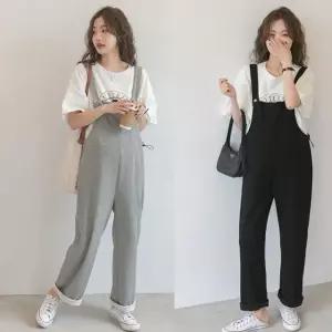 멜빵바지 와이드 캐주얼 팬츠 임산부 임부복바지