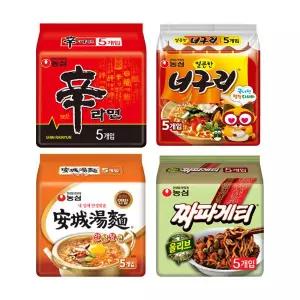 이지하우스 농심 신라면 120g 5개+ 너구리 5개 + 안성탕면 125g 짜파게티 140g 봉지라면 916187