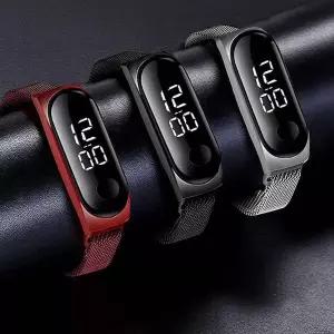 LED 스크린 남자 여자 스포츠 메탈 방수 손목시계