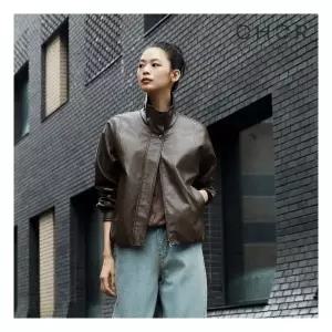 26FW 하이넥 FAUX 레더 블루종