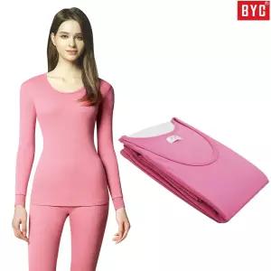 BYC 순면 여성 긴팔 단색 내복 시보리소매 상하세트