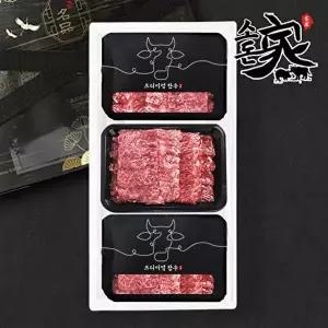 [소돈가]1++ 투뿔한우 구이 모듬 선물세트(400gx3)1.2kg