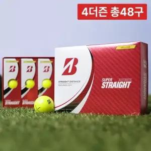 4박스 총48구/ 브리지스톤 3피스 골프공 NEW 슈퍼 스트레이트 2.0 디스턴스 소프트 비거리 골프볼