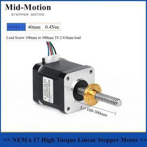 리드 스크류 100-300mm Tr8이 있는 선형 스테퍼 모터 NEMA 17 40mm