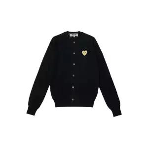 꼼데가르송 26FW 골드 하트 와펜 패치 가디건 블랙 AX-N049-051-1