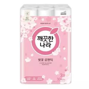오피스넥스 깨끗한나라 3겹 데코 벚꽃 프리미엄화장지(30롤X27M)
