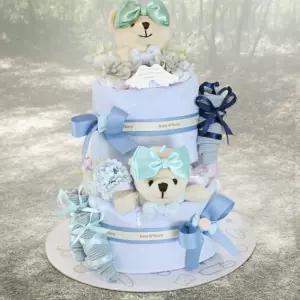 베이비베이커리 트윈곰돌이 기저귀케익 2단 쌍둥이 백일 1개