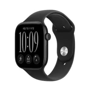 (1차 예약) 애플워치 12 GPS 46mm 블랙 알루미늄, 블랙 스포츠 밴드 (M/L) MJEL4KH/A