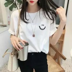 [옷자락]미니멀 블랙앤화이트 스마일 티