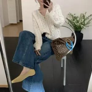 [다잇템]데일리 샤인 패미닌 진주버튼 니트가디건