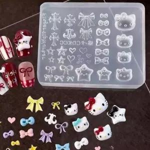 네일아트 DIY 귀여운 고양이 크롬 파츠 만들기 몰드 멀티네일몰드 클레이젤 z-882FE