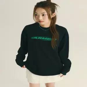 [패플단독] 공용 ARMED 스티치 긴팔 티셔츠 [블랙/그린] (MSFMTSL02BG-W)