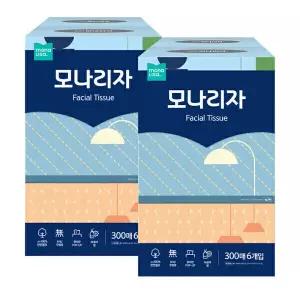 모나리자 미용티슈 300매 6입 2개 총12개 각티슈