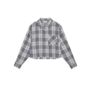 잠뱅이 여성 크롭 체크셔츠오버핏_AN1WWH157-LB 460870