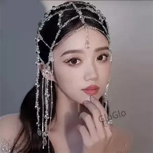 빛나는 신부 티아라 스타일 슈퍼 요정 크리스탈 술 페르시 이마 장식 하이 엔드 웨딩 스타일링 액세서리