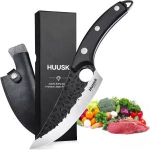 일본산 Huusk 칼 - 바이킹 보닝 칼집 포함 고기용 수제 단조 칼날 풀 탱 손잡이 선물 상자 주방이나 캠핑용